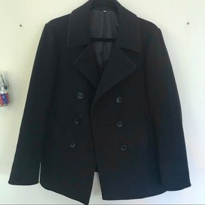 🐑 MUJI Japan Wool Navy Peacoat